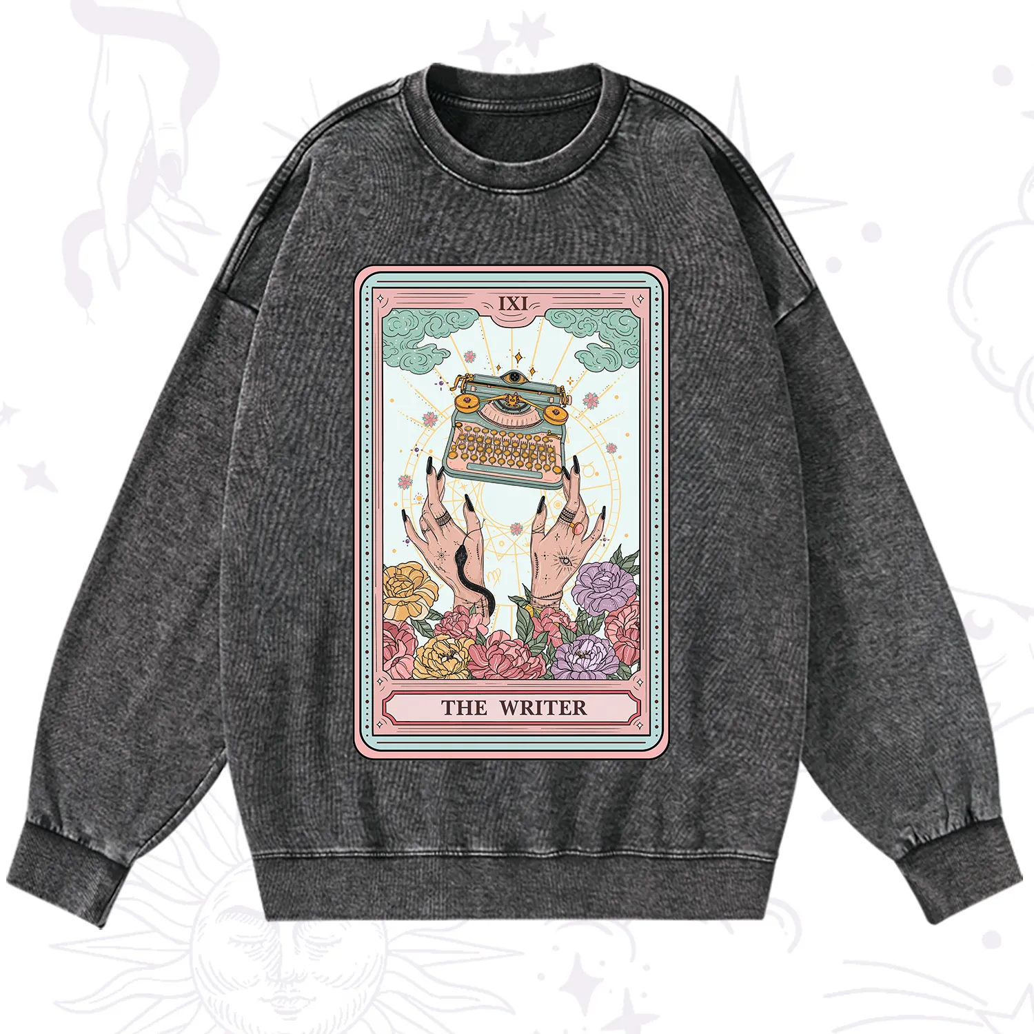 Purplehecate The Writer Tarot Card Washed Sweatshirt