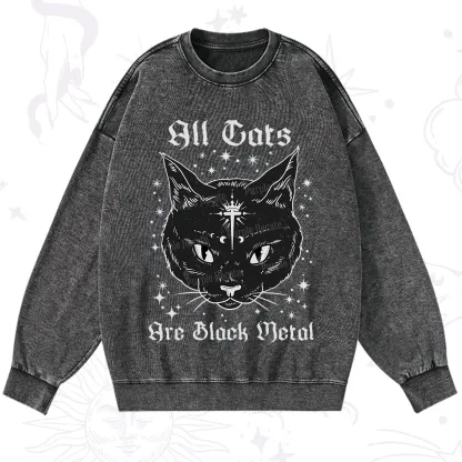 Purplehecate All Cats Are Black Metal Washed Sweatshirt