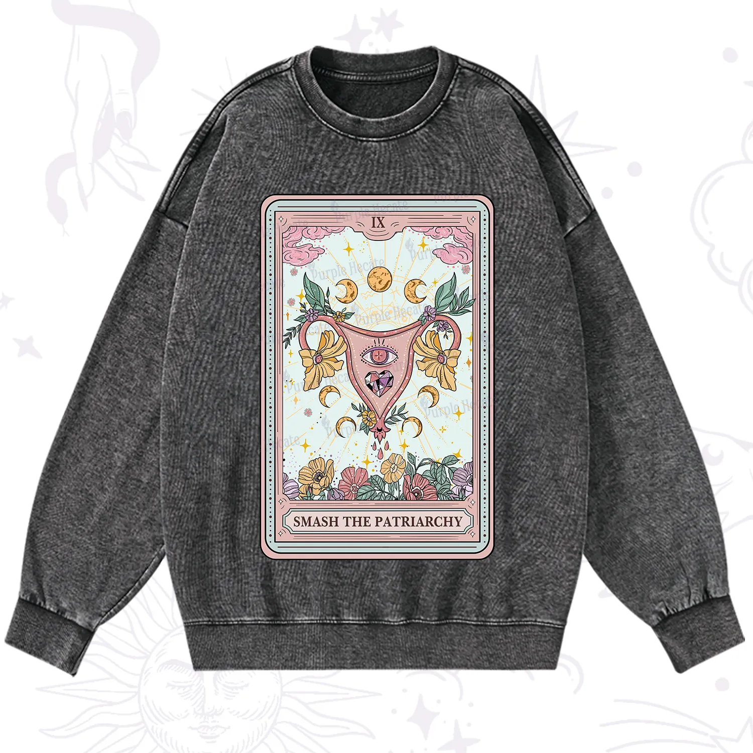Purplehecate The Smash the Patriarchy Tarot Washed Sweatshirt