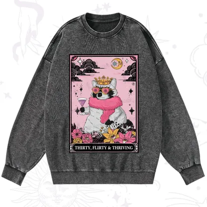 Purplehecate The Thirty Flirty Thriving Oracle Card Washed Sweatshirt