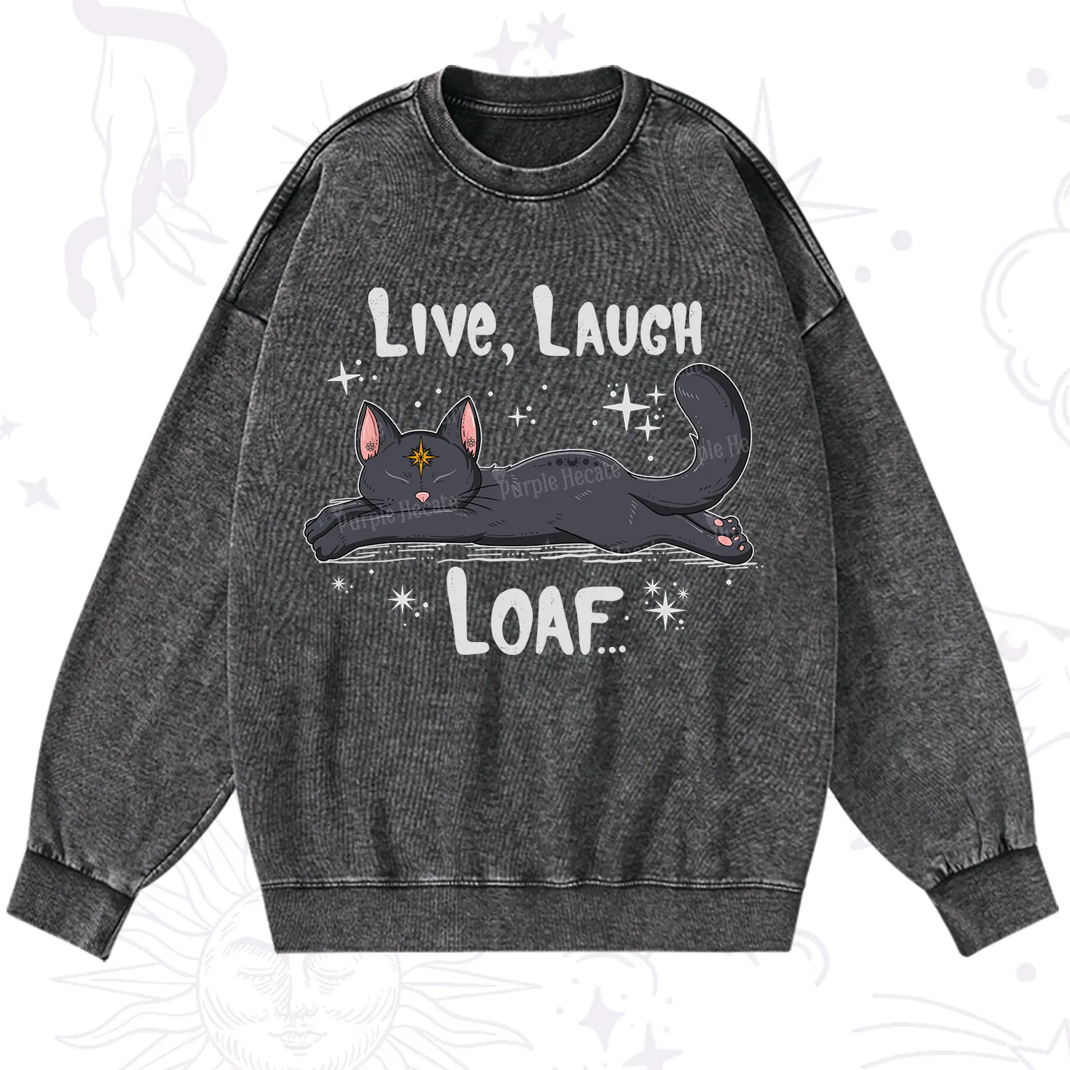Purplehecate Live Laugh Loaf Washed Sweatshirt