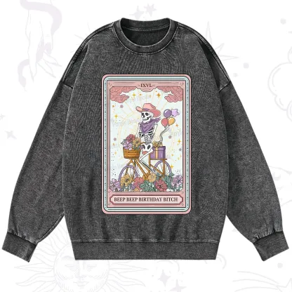 Purplehecate The Beep Beep Birthday Bitch Tarot Washed Sweatshirt