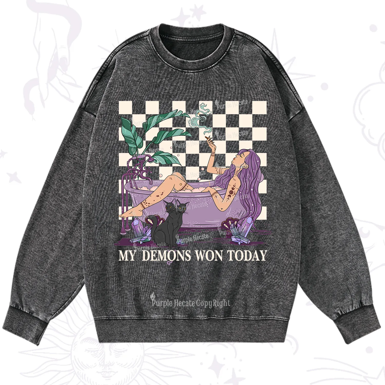 Purplehecate My Demons Won Today Washed Sweatshirt