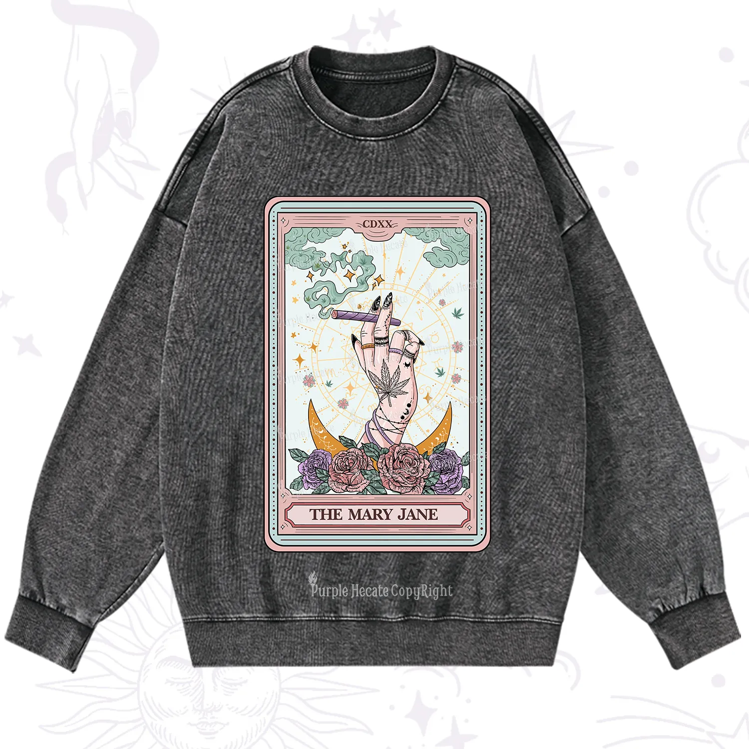 Purplehecate The Mary Jane Tarot Washed Sweatshirt