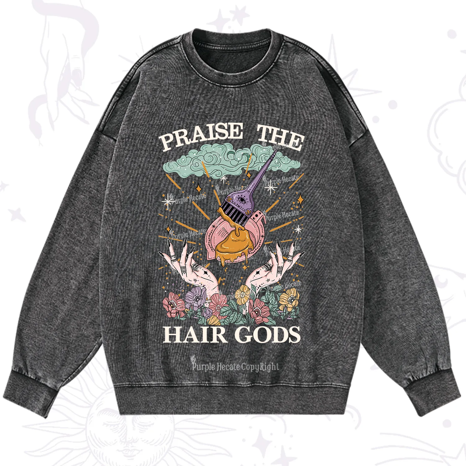 Purplehecate Praise The Hair Gods Washed Sweatshirt