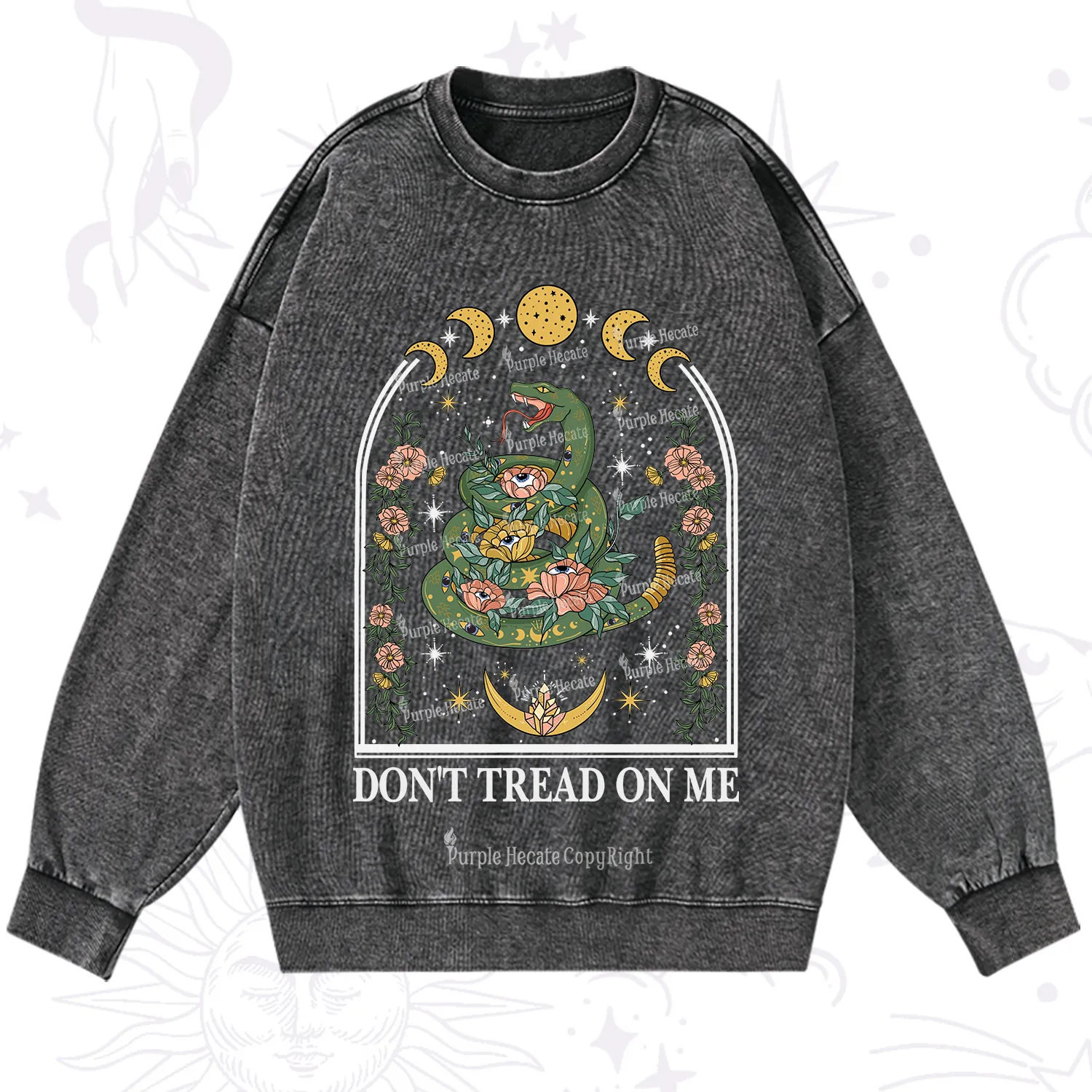 Purplehecate Don't Tread On Me Washed Sweatshirt