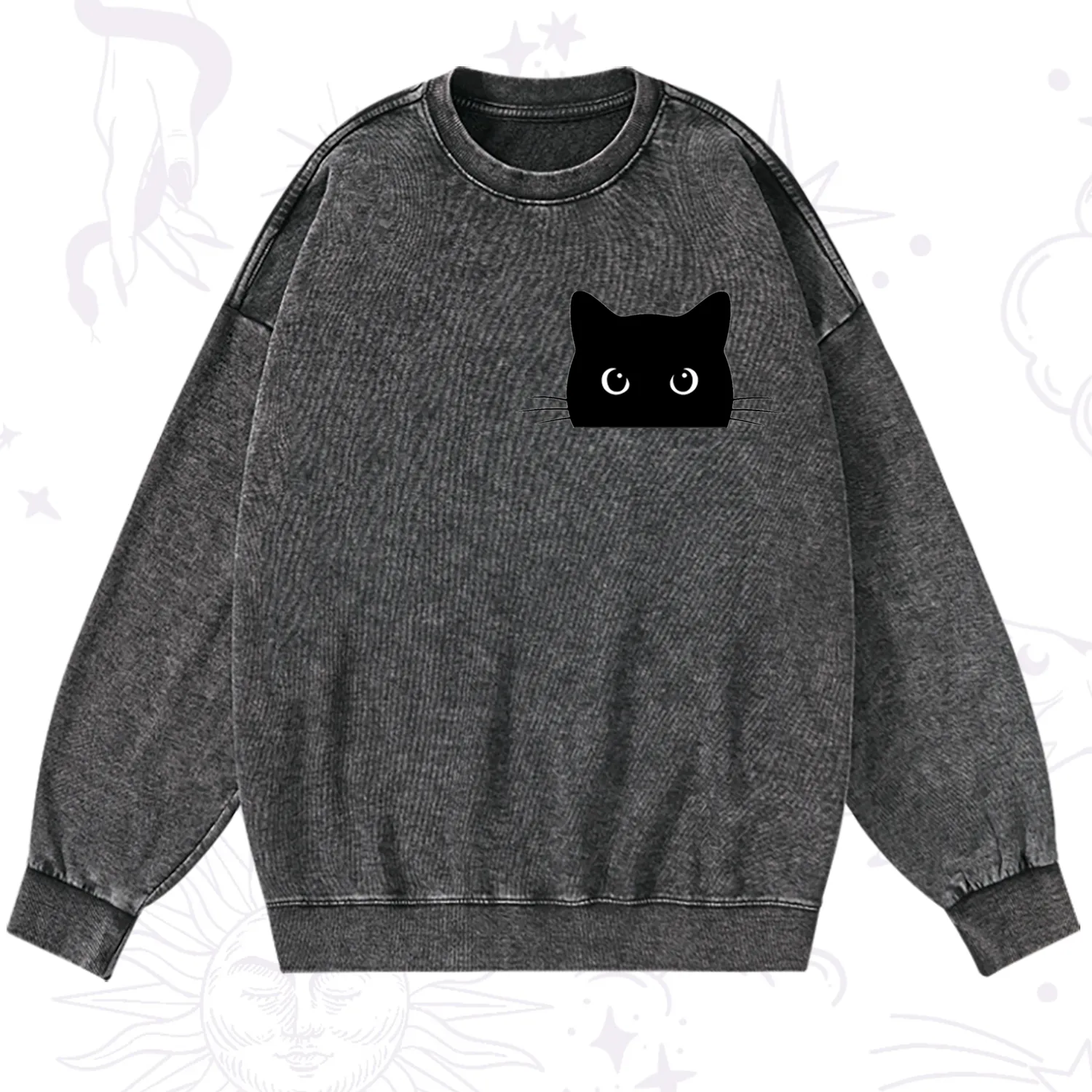 Purplehecate Black Cat Washed Sweatshirt