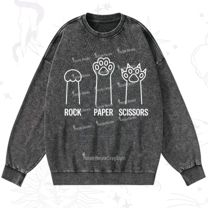 Purplehecate Rock Paper Scissors Cat Paw Edition Washed Sweatshirt