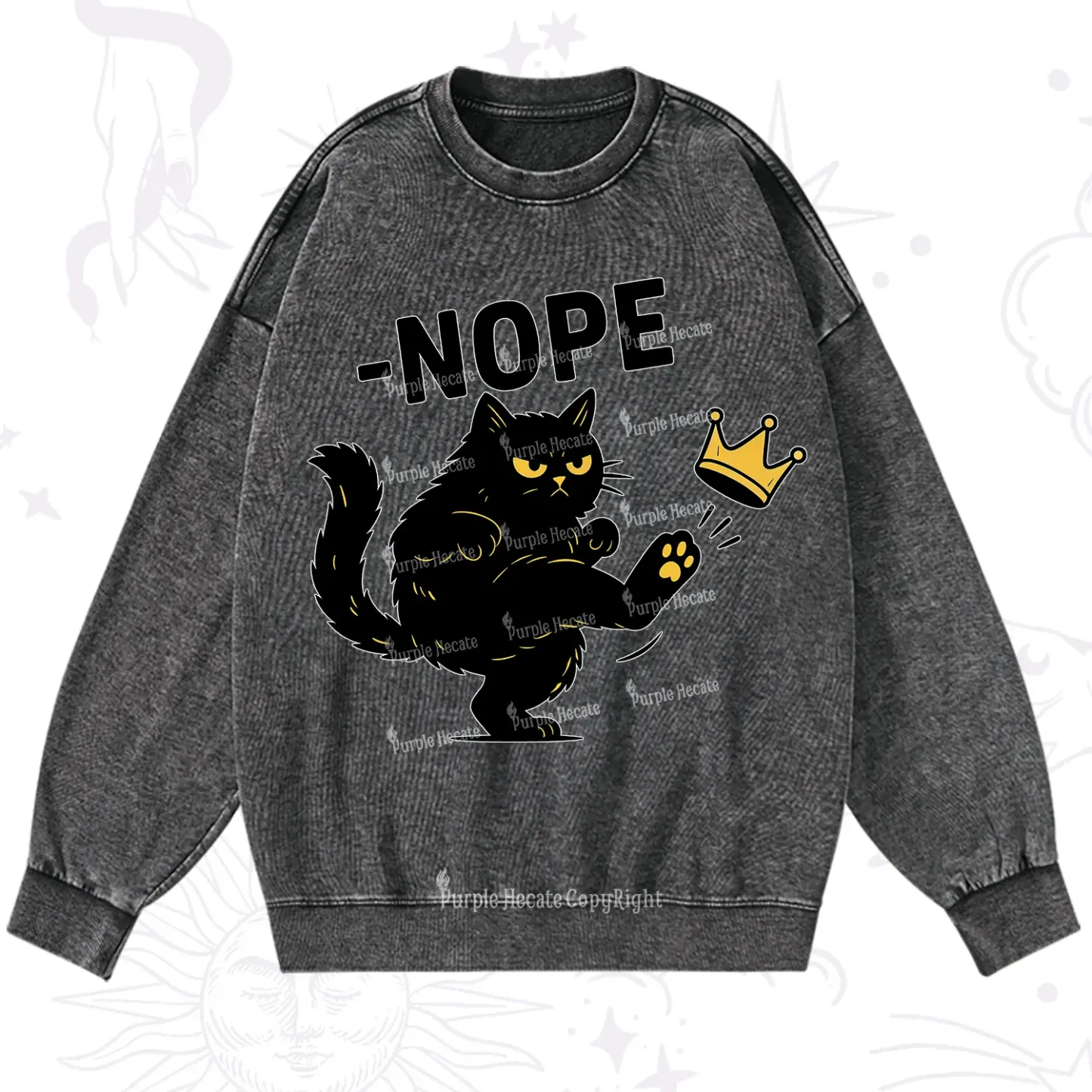 Purplehecate No Kings Black Cat Washed Sweatshirt
