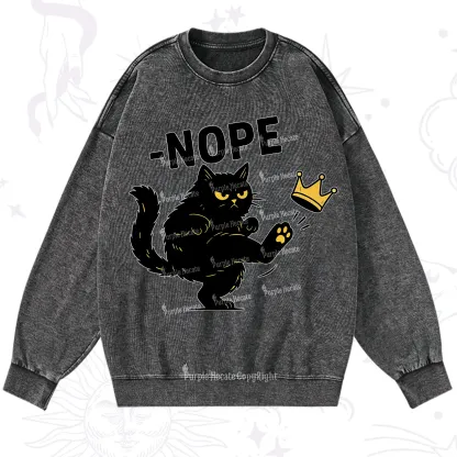 Purplehecate No Kings Black Cat Washed Sweatshirt