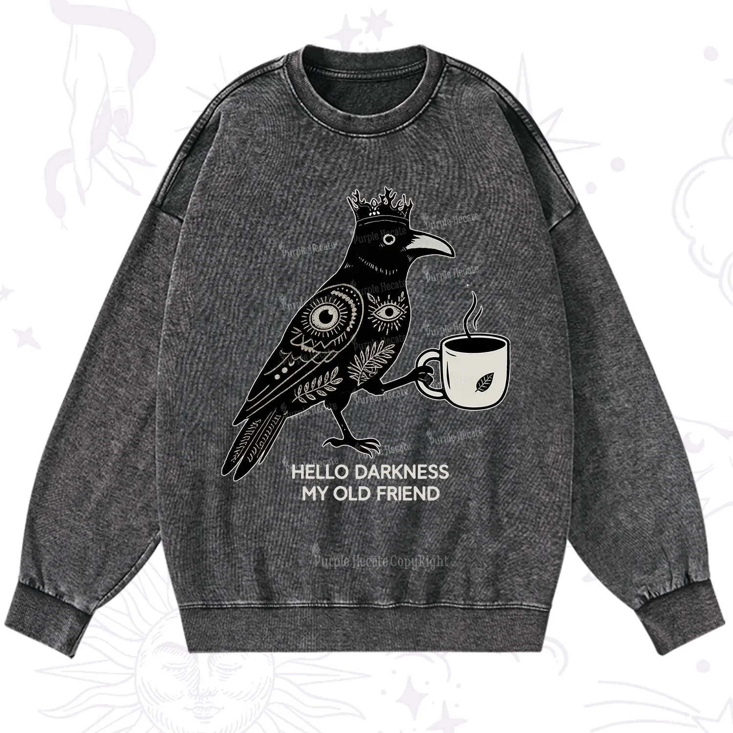 Purplehecate Hello Darkness My Old Friend Washed Sweatshirt