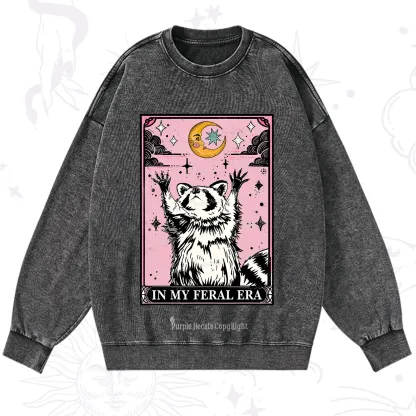 Purplehecate The In My Feral Era Tarot Raccoon Washed Sweatshirt