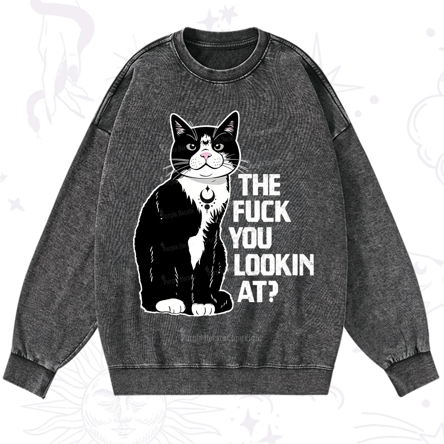Purplehecate The Fuck You Lookin At Washed Sweatshirt