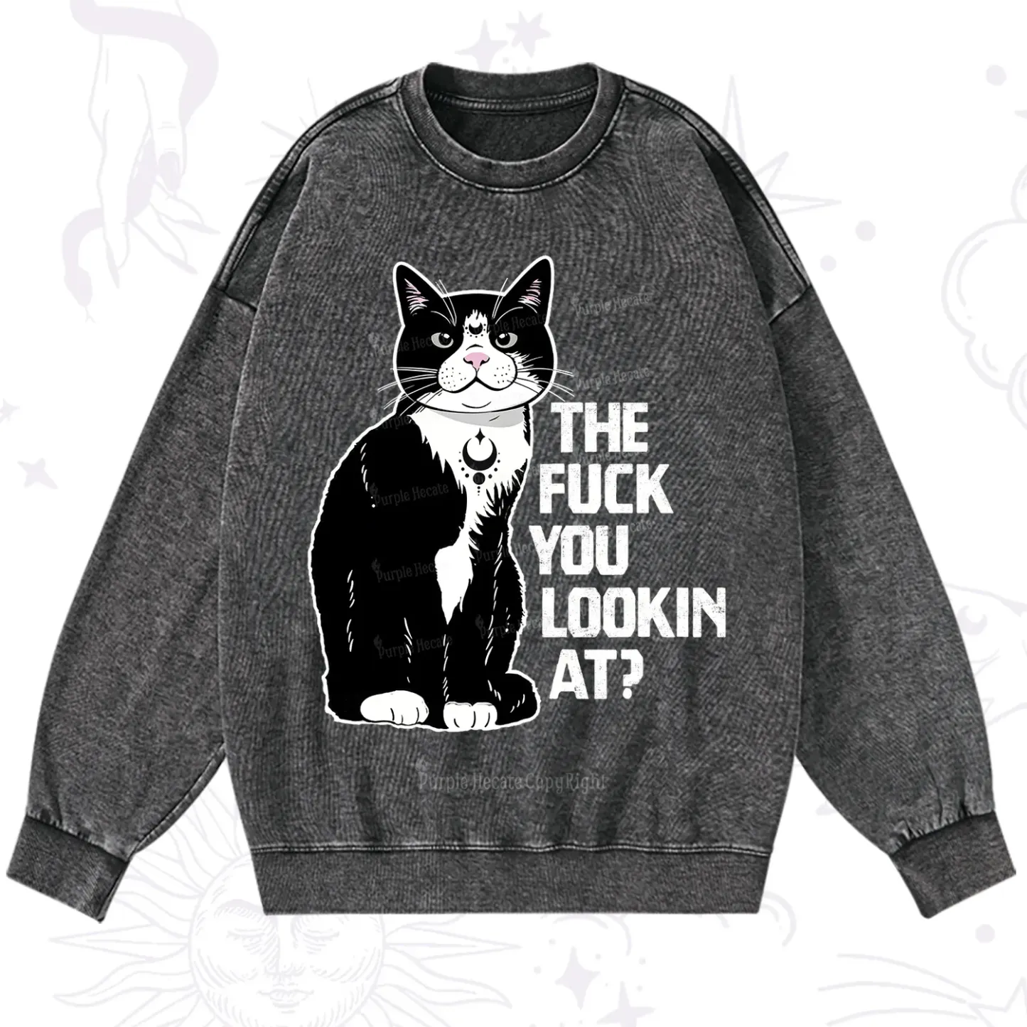 Purplehecate The Fuck You Lookin At Washed Sweatshirt