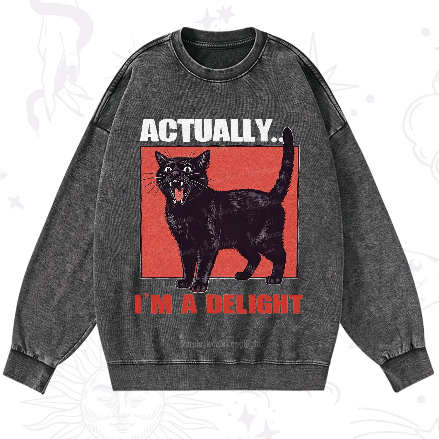 Purplehecate Actually Im a Delight Washed Sweatshirt