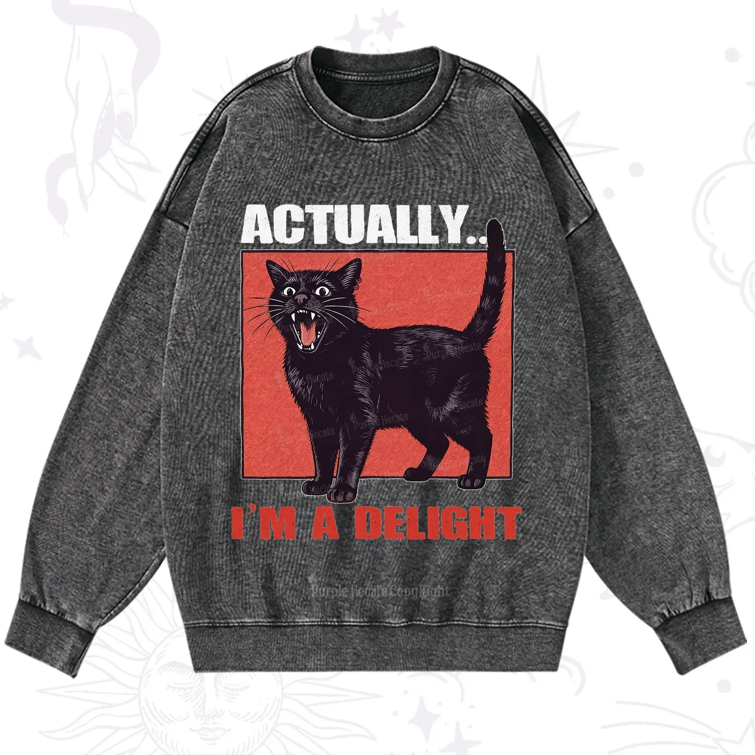 Purplehecate Actually Im a Delight Washed Sweatshirt