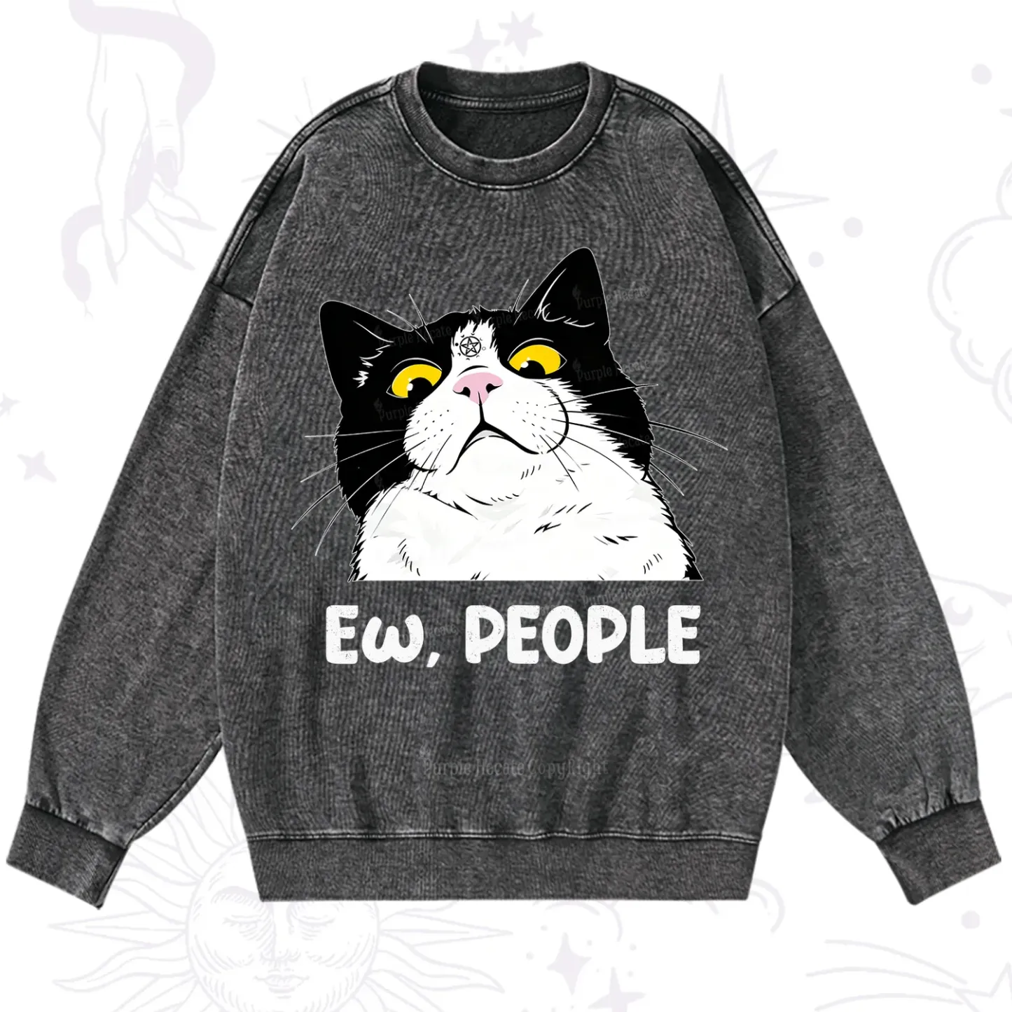 Purplehecate Ew People Cat Washed Sweatshirt