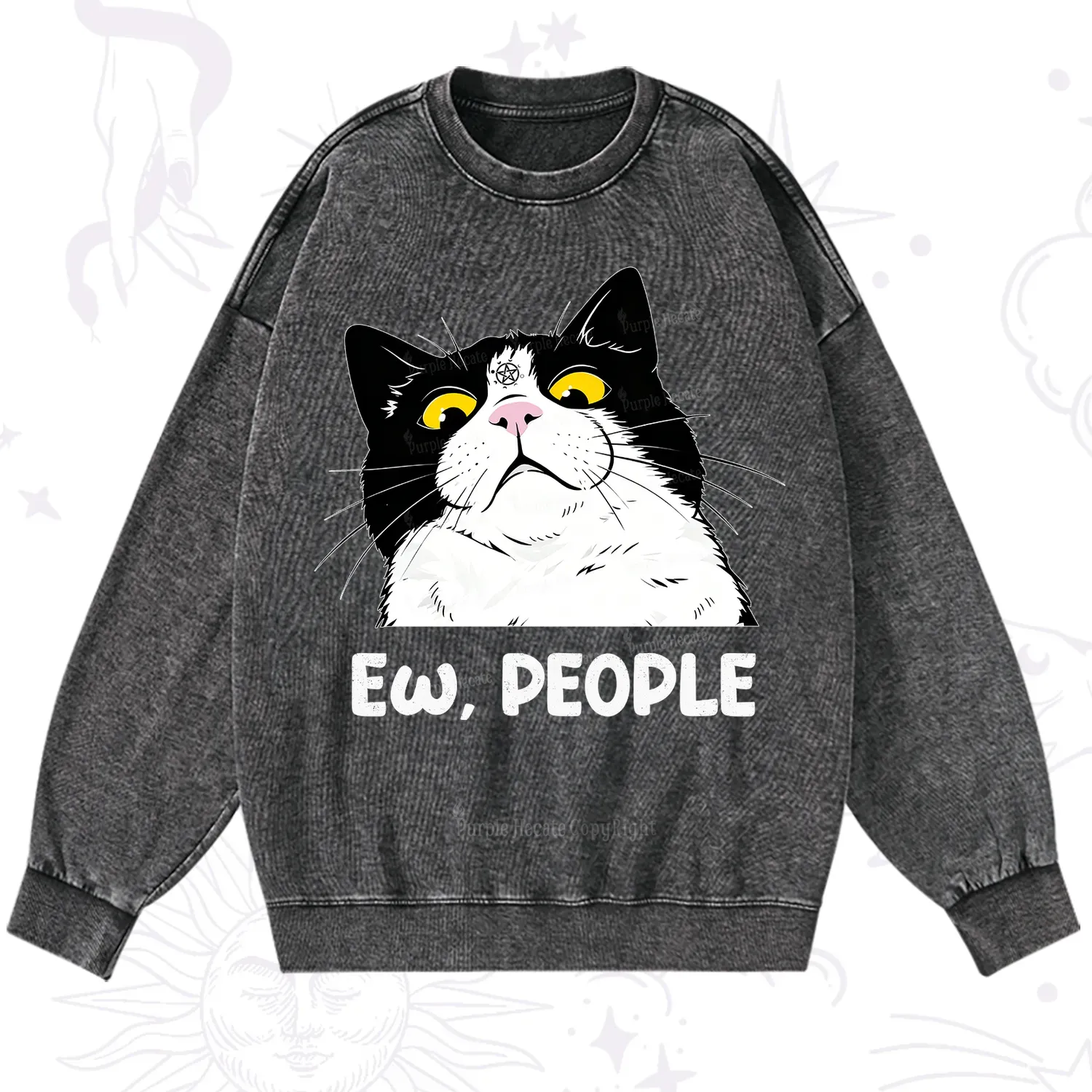 Purplehecate Ew People Cat Washed Sweatshirt