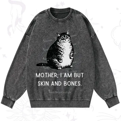 Purplehecate Cat Mother I Am But Skin And Bones Washed Sweatshirt