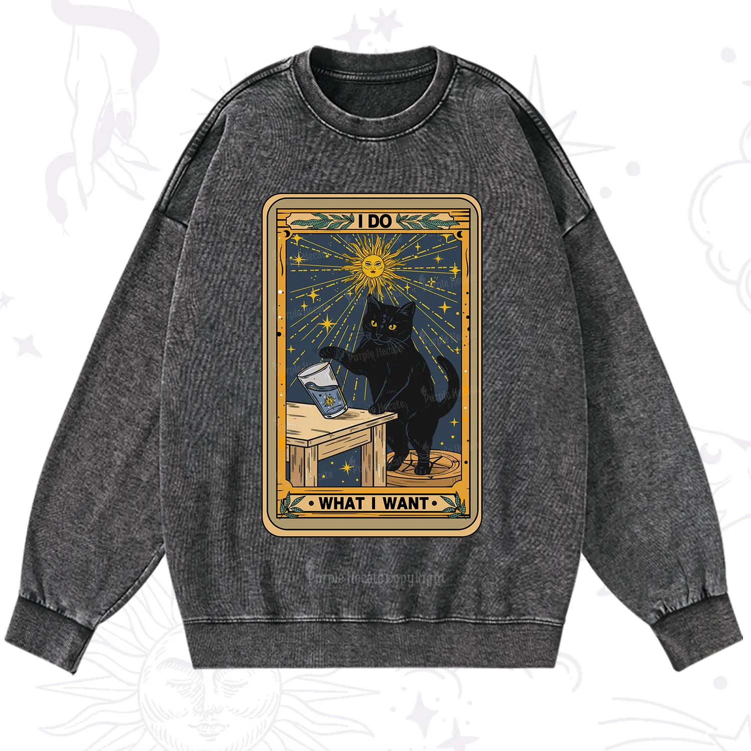 Purplehecate I Do What I Want Cats Washed Sweatshirt