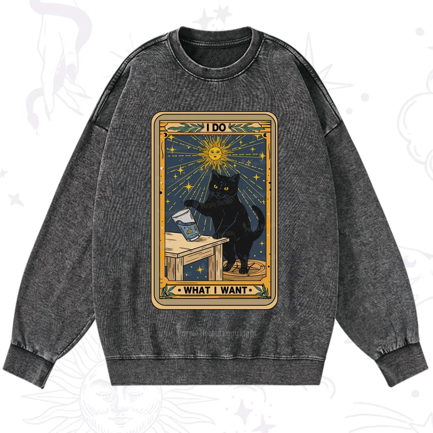 Purplehecate I Do What I Want Cats Washed Sweatshirt