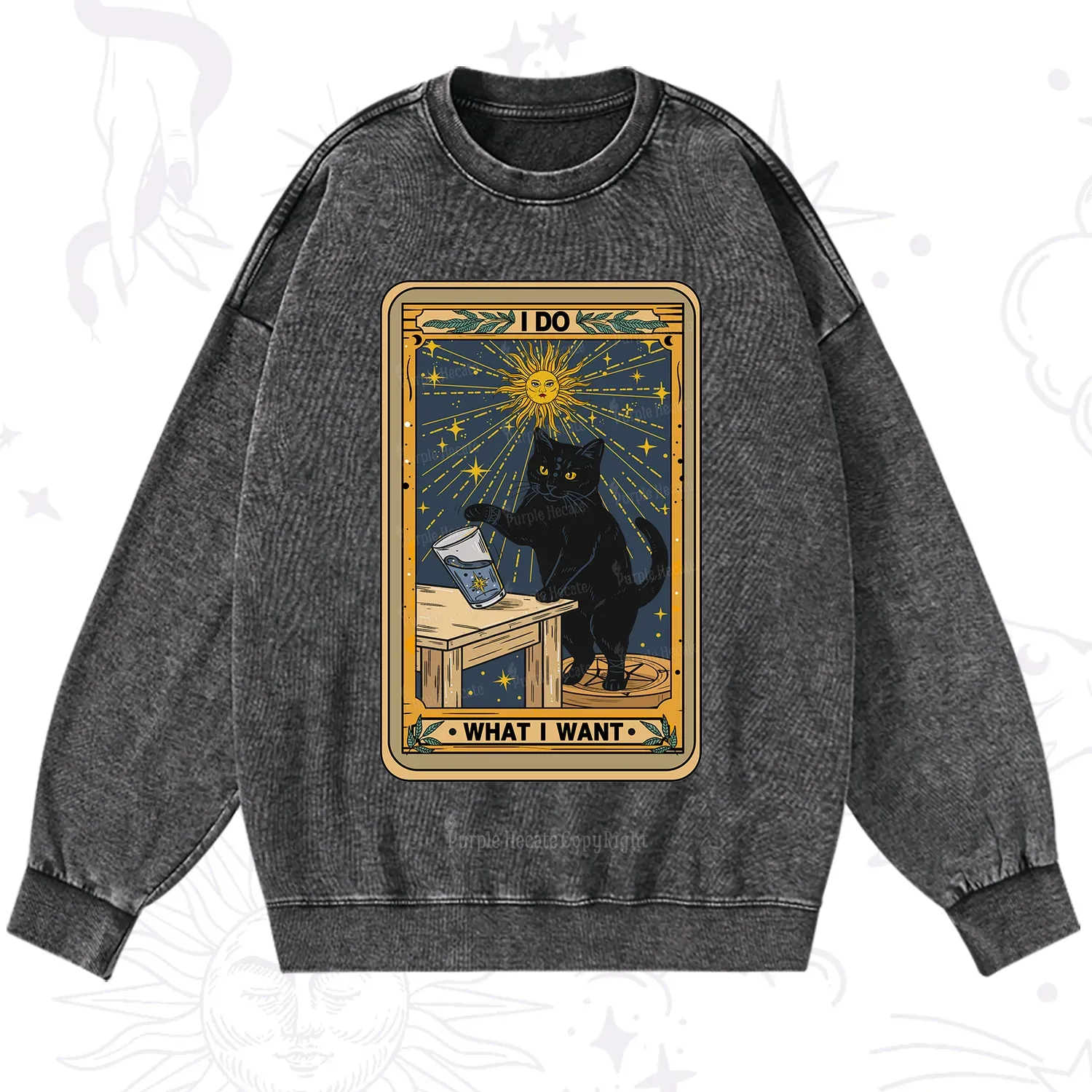 Purplehecate I Do What I Want Cats Washed Sweatshirt