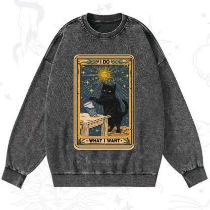 Purplehecate I Do What I Want Cats Washed Sweatshirt