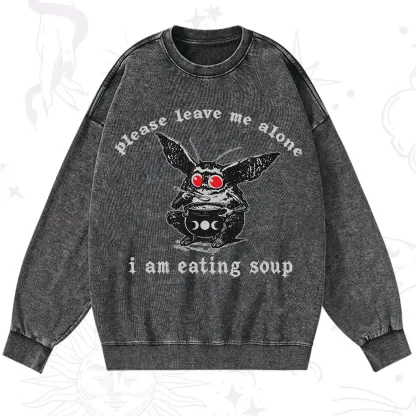 Purplehecate Mothman Eating Soup Washed Sweatshirt