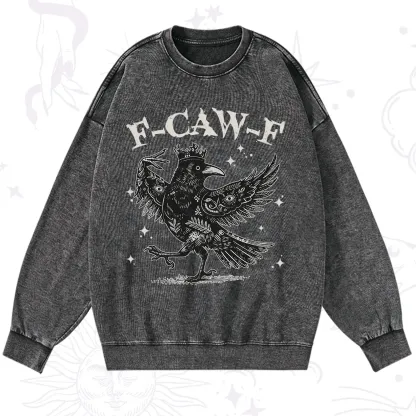 Purplehecate F-caw-f Funny Crow Washed Sweatshirt