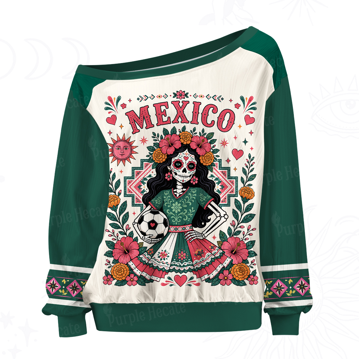 Purplehecate Mexico Day of the Dead Soccer Off The Shoulder Graphic Jersey