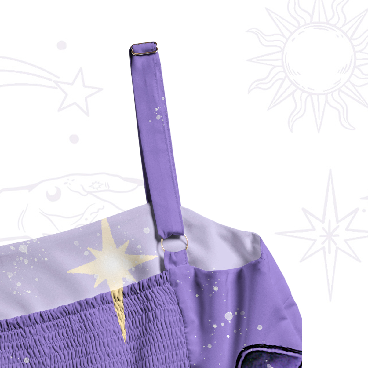 Purplehecate Moonlit Petals and Wings Wide Straps Maxi Dress