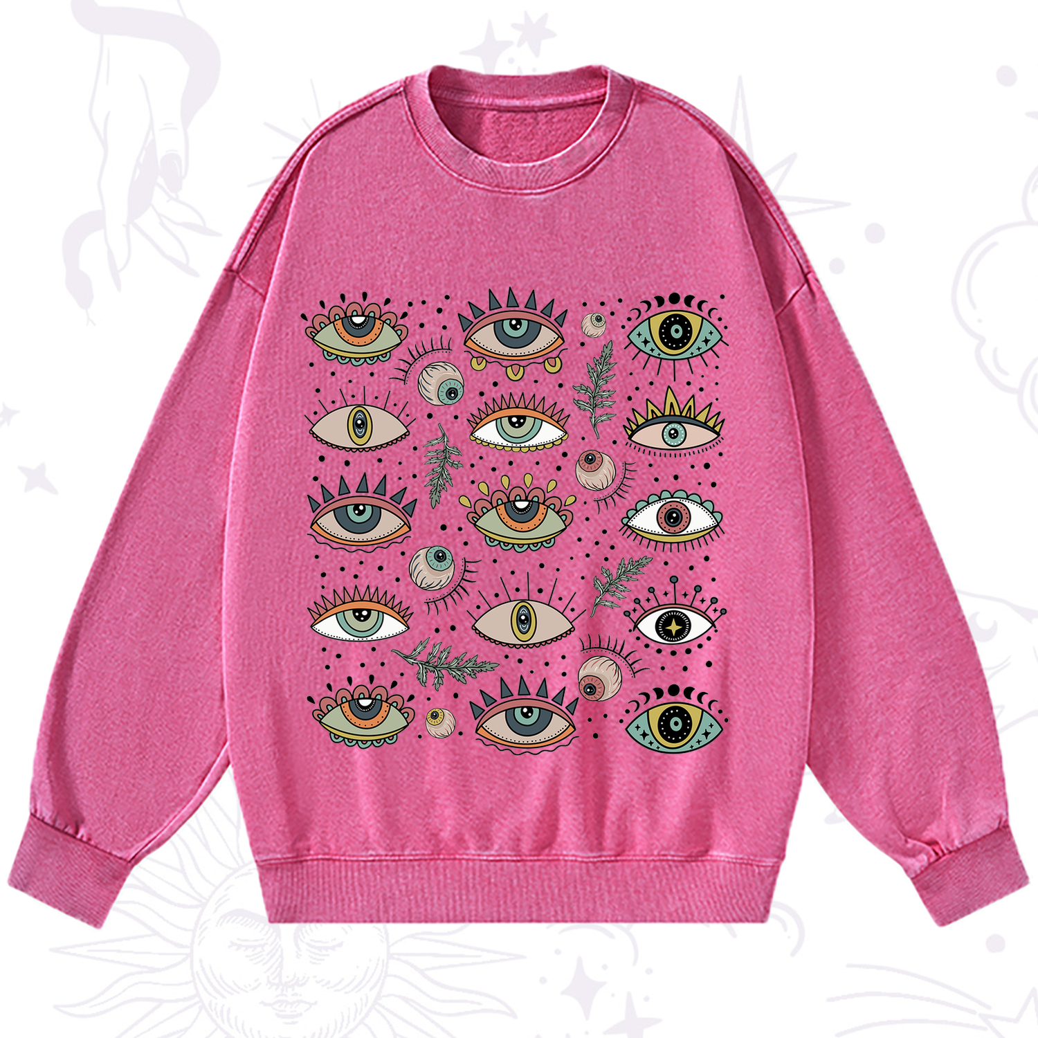 Purplehecate Evil Eye Array Washed Sweatshirt