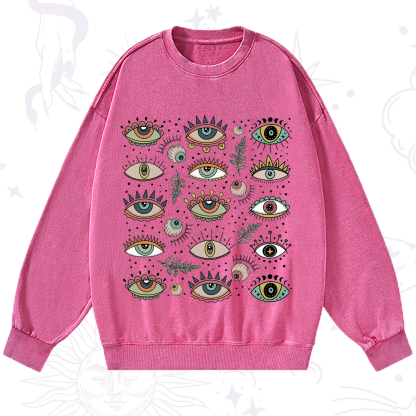 Purplehecate Evil Eye Array Washed Sweatshirt