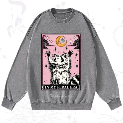 Purplehecate The In My Feral Era Tarot Raccoon Washed Sweatshirt