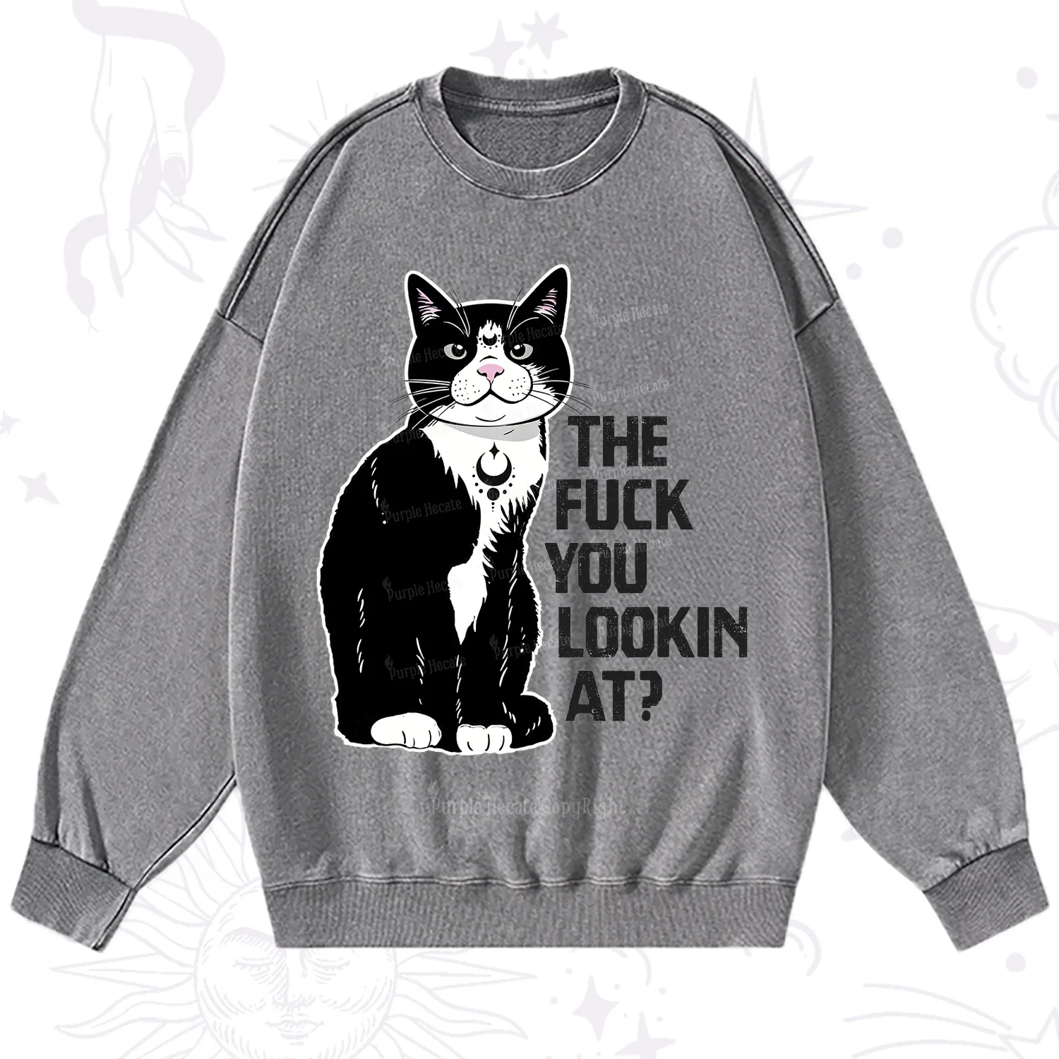 Purplehecate The Fuck You Lookin At Washed Sweatshirt