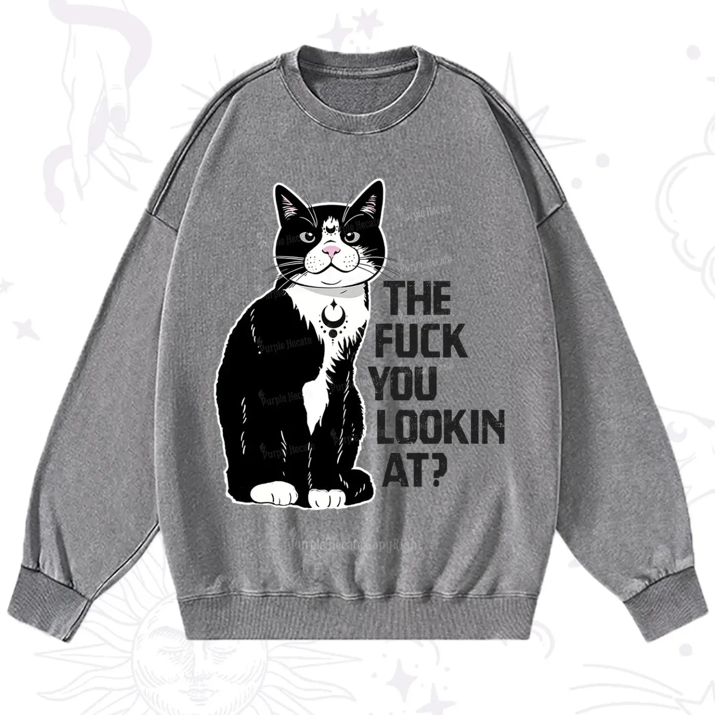 Purplehecate The Fuck You Lookin At Washed Sweatshirt