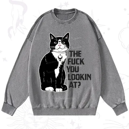 Purplehecate The Fuck You Lookin At Washed Sweatshirt