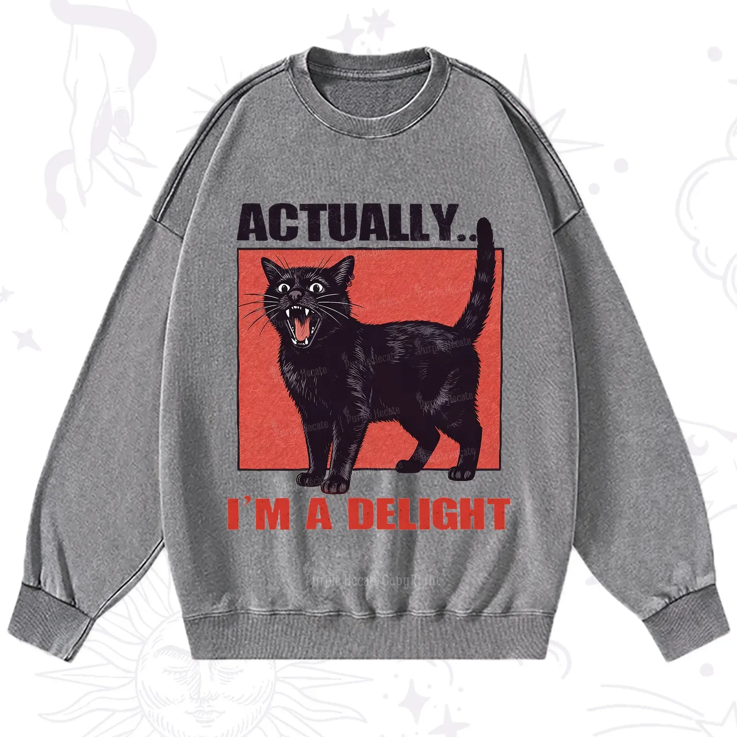 Purplehecate Actually Im a Delight Washed Sweatshirt