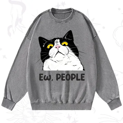 Purplehecate Ew People Cat Washed Sweatshirt