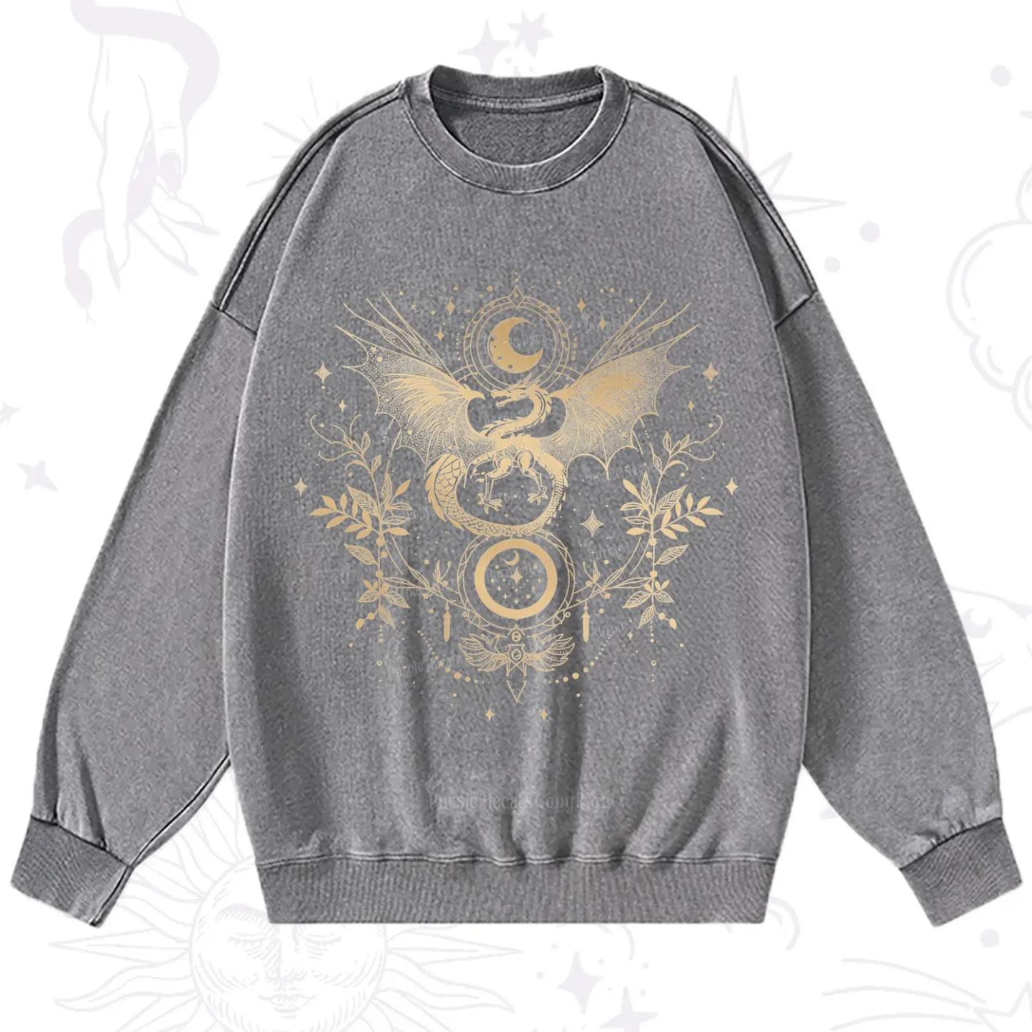 Purplehecate Celestial Dragon Moon Phase Washed Sweatshirt