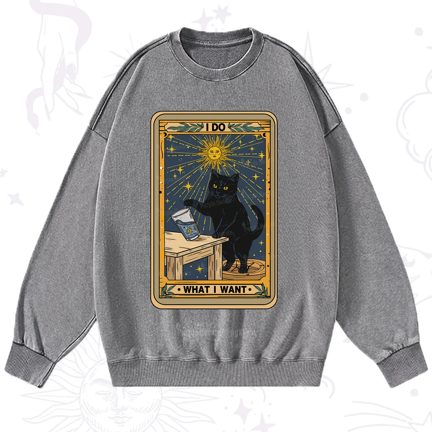 Purplehecate I Do What I Want Cats Washed Sweatshirt