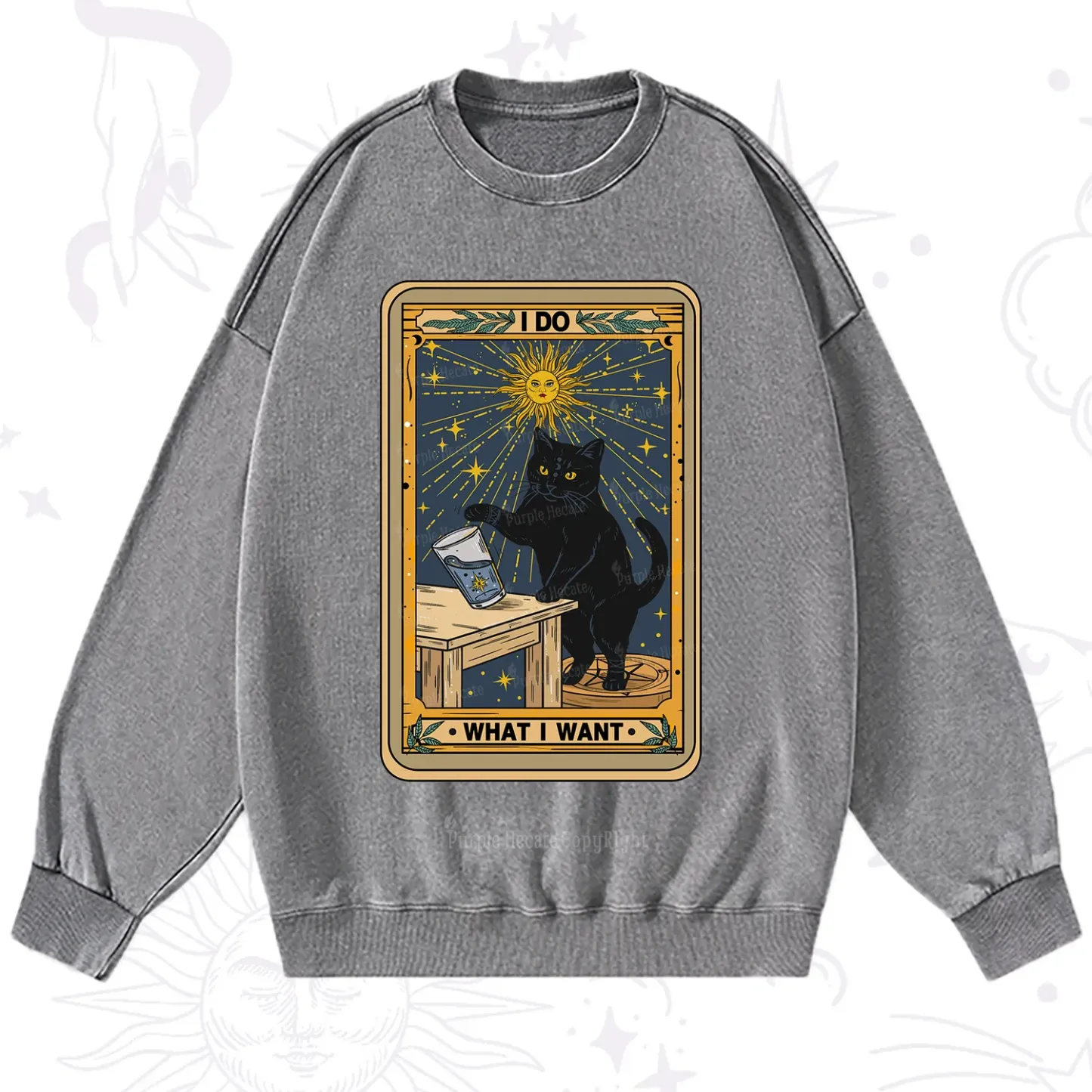 Purplehecate I Do What I Want Cats Washed Sweatshirt