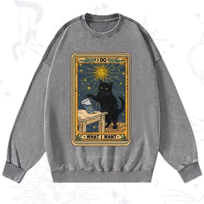 Purplehecate I Do What I Want Cats Washed Sweatshirt