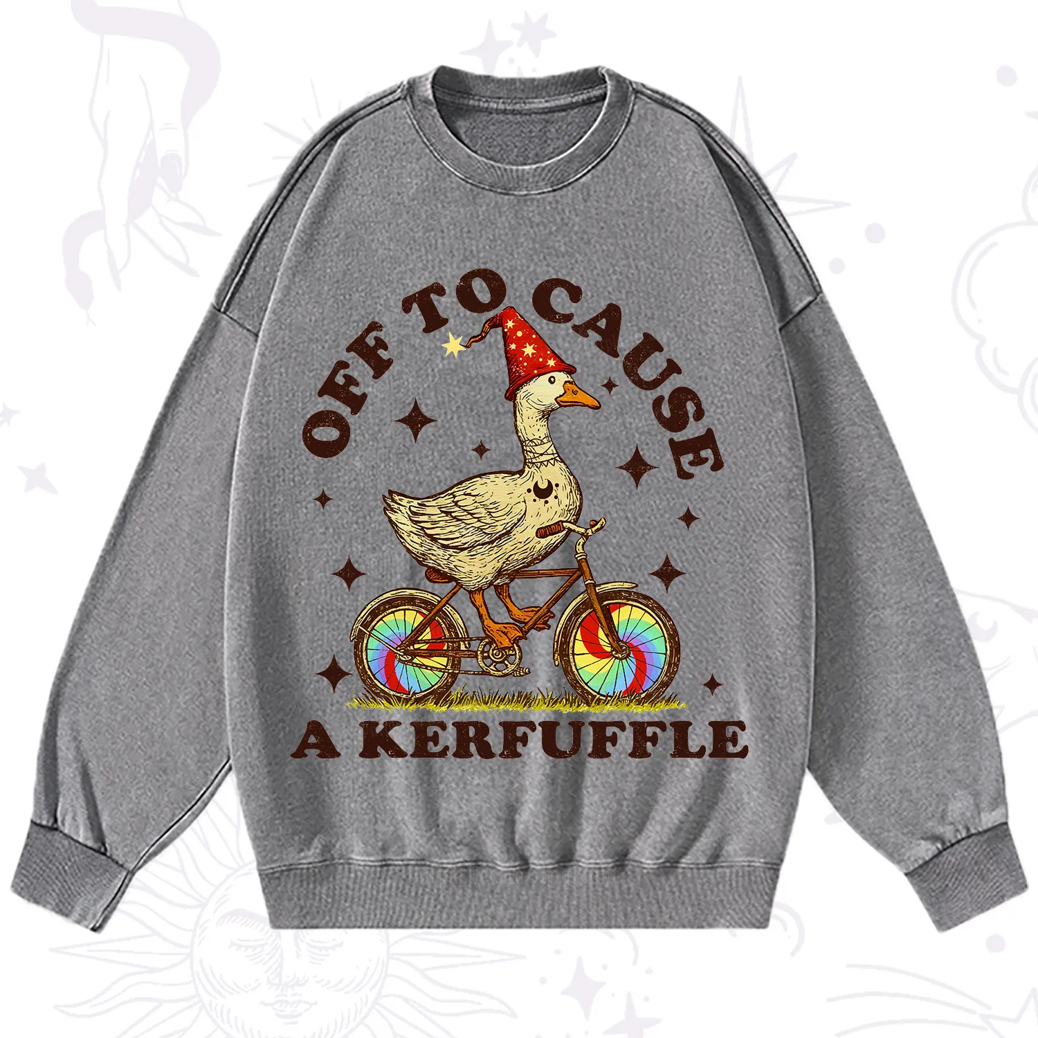 Purplehecate Off to Cause a Kerfuffle Goose Washed Sweatshirt