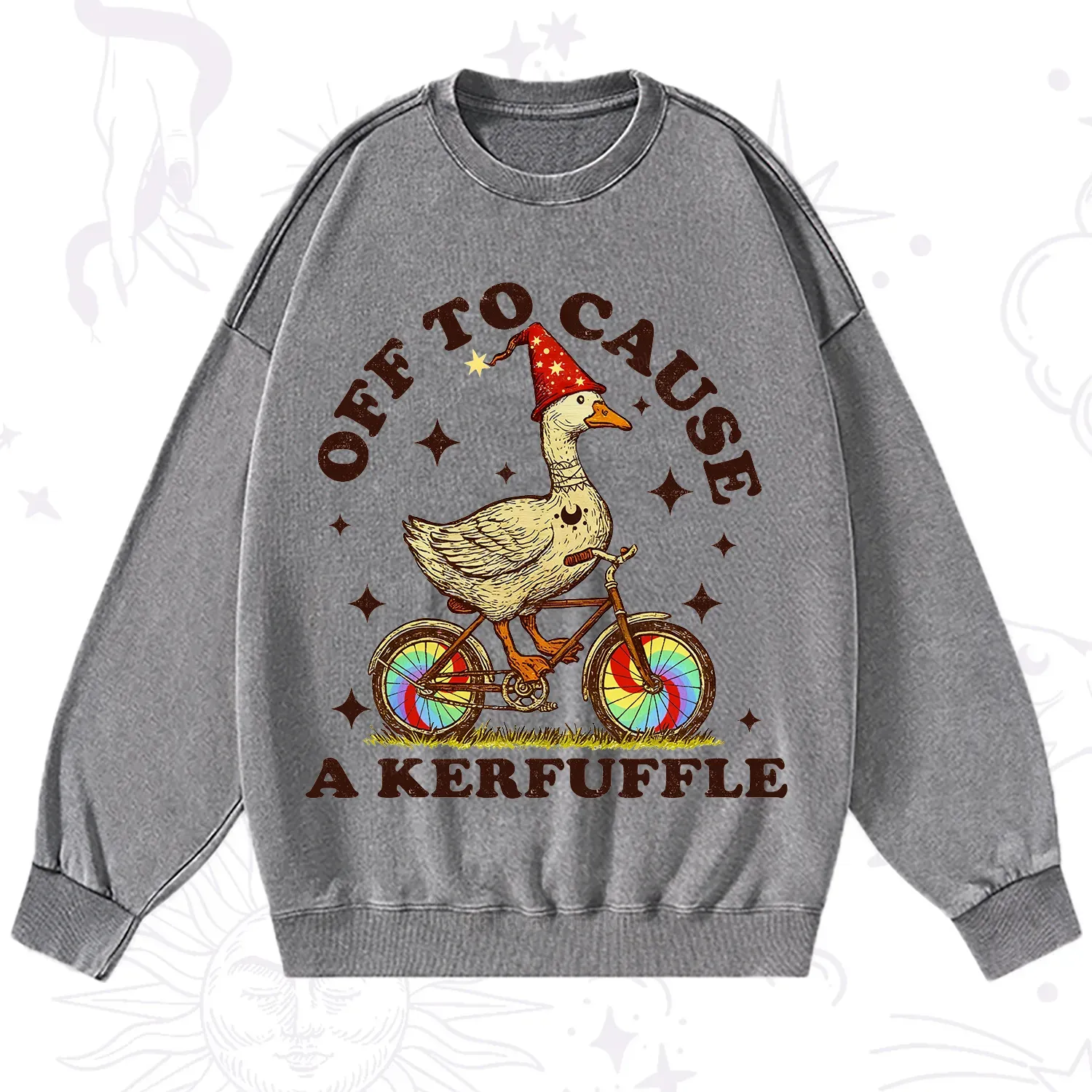 Purplehecate Off to Cause a Kerfuffle Goose Washed Sweatshirt