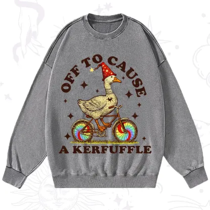 Purplehecate Off to Cause a Kerfuffle Goose Washed Sweatshirt