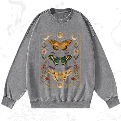 Purplehecate Sun and Moon Butterfly Washed Sweatshirt