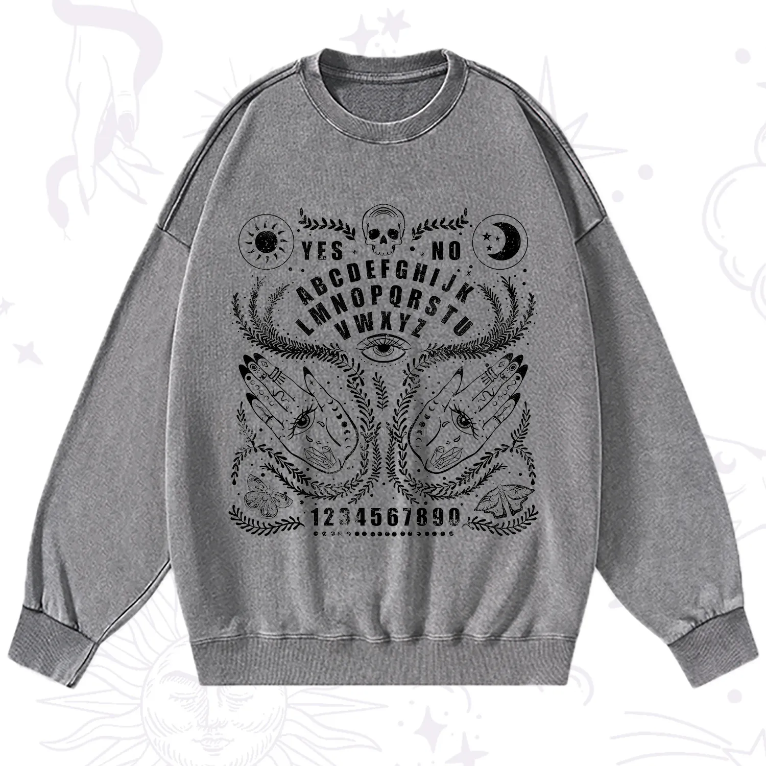 Purplehecate Ouija Spirit Board Washed Sweatshirt
