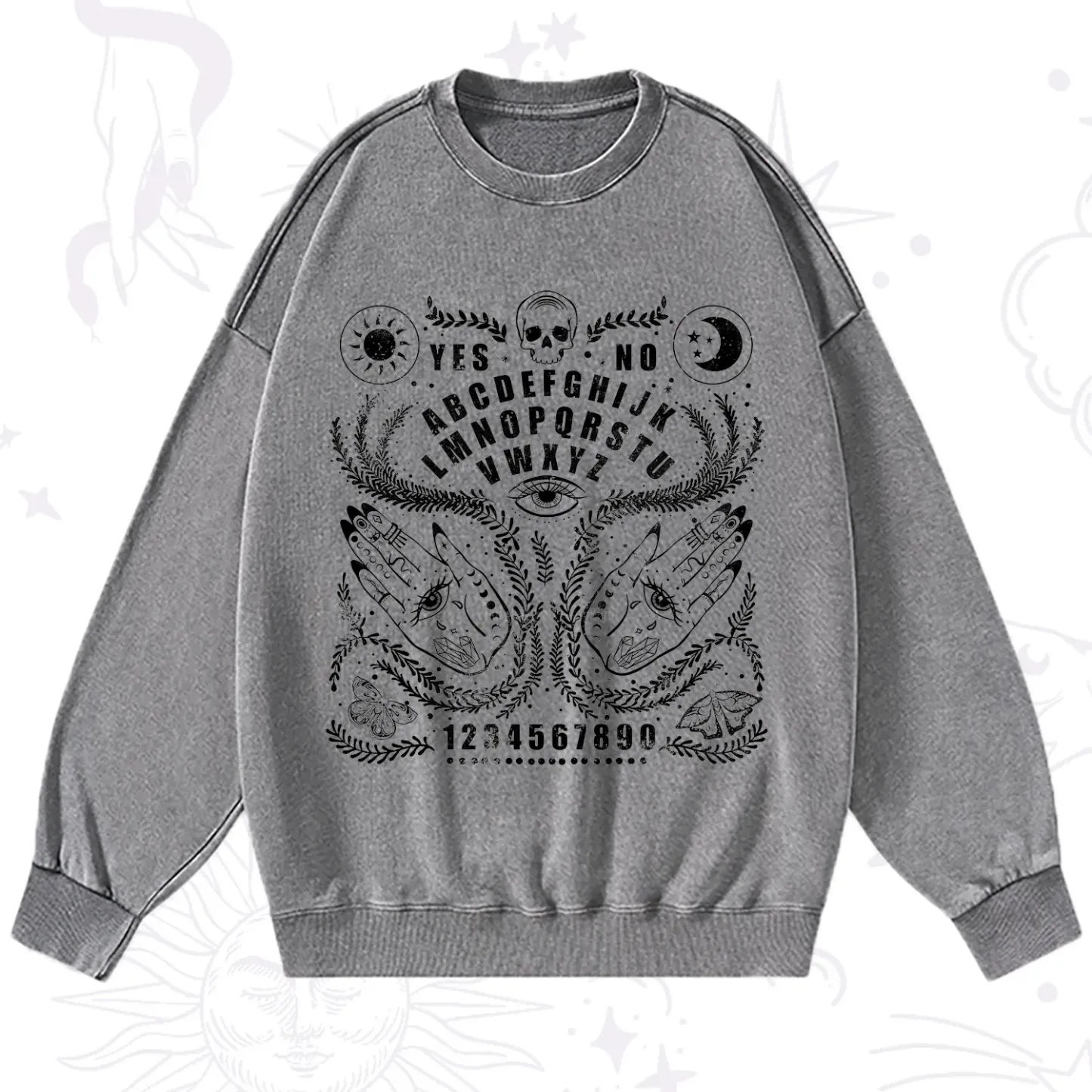 Purplehecate Ouija Spirit Board Washed Sweatshirt