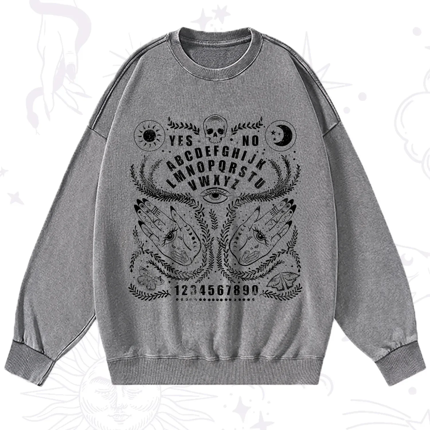 Purplehecate Ouija Spirit Board Washed Sweatshirt